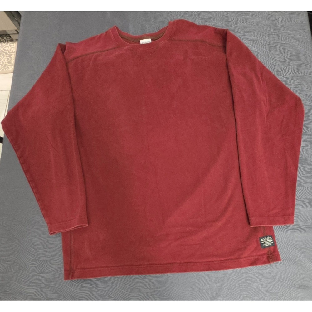 Columbiaโ Men's Retro 1990 to 2000 Cotton Long Sleeve Crew Neck Solid Red XXL